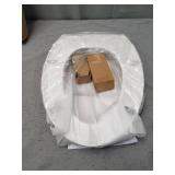 Hibbent Premium Elongated Toilet Seat with Cover(Oval) Quiet Close, One-Click to Quick Release, Easy Installation Never Loosen Hinge, Slow Close Toilet Seat and Cover, Easy Cleaning-White Color