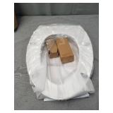 Hibbent Premium Elongated Toilet Seat with Cover(Oval) Quiet Close, One-Click to Quick Release, Easy Installation Never Loosen Hinge, Slow Close Toilet Seat and Cover, Easy Cleaning-White Color