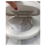 Hibbent Premium Elongated Toilet Seat with Cover(Oval) Quiet Close, One-Click to Quick Release, Easy Installation Never Loosen Hinge, Slow Close Toilet Seat and Cover, Easy Cleaning-White Color