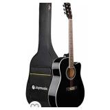 JOYMUSIC 6 String 41" Acoustic Guitar Kit,Black,High Gloss (JOY-41C), Right