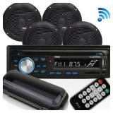 PYLE PLCDBT95MRB - Wireless Bluetooth Marine Audio Stereo - Kit w/Single DIN Universal Size Radio Receiver, Hands-Free Calling, 6.5" Waterproof Speakers, CD Player, MP3/USB/SD Readers & AM/FM Radio