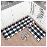 Carvapet 2-Piece Buffalo Plaid Rug Set