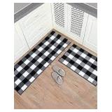 Carvapet 2-Piece Buffalo Plaid Rug Set