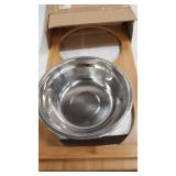 FILWH Bamboo Elevated Dog Bowls, Raised Dog Cat Food and Water Bowls Elevated Feeder Stand with 2 Stainless Steel Bowls and Anti Slip Feet - for Large Dogs