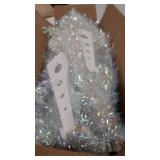 5FT Pre-Lit Artificial Christmas Tree, White Tinsel Small Christmas Tree, for Home Party, Wedding, Holiday, Indoor Outdoor Thanksgiving Xmas Decor - Colorful White.