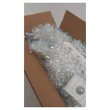 5FT Pre-Lit Artificial Christmas Tree, White Tinsel Small Christmas Tree, for Home Party, Wedding, Holiday, Indoor Outdoor Thanksgiving Xmas Decor - Colorful White.