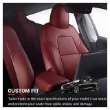 Tesla Model 3 Seat Cover Set , Fully Wrapped Leather Seat Cushion Protector Fit for Model 3 2017 2018 2019 2020 2021, All Season Universal (Red)