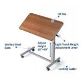 Invacare Hospital Style Overbed Table with Adjustable Height Tilt Top and Wheels, Fits Over Beds and Bedside, 6418