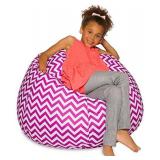 Posh Creations Big Comfy Bean Bag Posh Large Beanbag Chairs with Removable Cover for Kids, Teens and Adults Polyester Cloth Puff Sack Lounger Furniture for All Ages, 38in, Chevron Purple and White