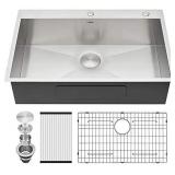 Kitchen Sink Drop In - Kichae 33"x22" Topmount Drop In Single Bowl 18 Gauge Stainless Steel Kitchen Sink