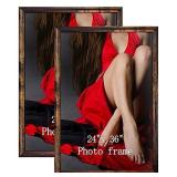 Calenzana 24x36 Poster Picture Frames Rustic Distressed 16x20 Photo Frame Set for Wall, 2 Pack, Brown