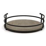 Stratton Home DÃ©cor Stratton Home Decor Metal and Wood Tray, 12.00" W X 12.00" D X 3.25" H, Black