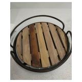Stratton Home DÃ©cor Stratton Home Decor Metal and Wood Tray, 12.00" W X 12.00" D X 3.25" H, Black