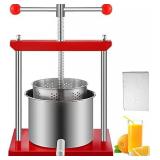 VEVOR Fruit Wine Press 0.53Gal/2L Grape Press For Wine Making Wine Press Machine w/ Dual Stainless Steel Barrels Wine Cheese Fruit Vegetable Tincture Press w/ Power Ball Handle & 0.1"/3 mm Thick Plate
