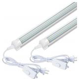 LIGHTING 2FT LED Shop Light, 14W 1680LM, 3000K Warm White, Ceiling and Utility Shop Light with On/Off Switch Power Cord, Linkable Light Fixture for Room, Under Counter, Garage (Pack of 2)