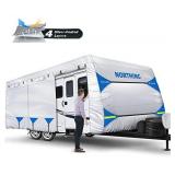 Travel Trailer RV Cover, NORTHING Latest Silver Coating RV & Trailer Cover for 27-30 ft Travel Trailer,Camper Cover with Tongue Jack Cover, Ladder Cap, Adhensive Repair Patch, Weighted toss Bag