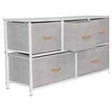 5 Drawer Dresser,Fabric Storage Tower Vertical Dresser Organizer Unit Fabric Dresser with Wood Top,Easy Pull Handle and Fabric Bins for Bedroom/Living Room/Closets,White