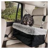 Devoted Doggy Deluxe Dog Car Seat, Dog Booster Seat Fits Pets up to 15lbs, Padded Cushioning, Adjustable Straps, Metal Frame Encasing, Installs in Seconds, Collapsible Canvas and Easy to Clean