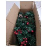 Juegoal 2 Pack Christmas Tree, 3 FT Pre-Lit Artificial Crestwood Spruce Entrance Trees in Gold Urn Base with 100 LEDs Lights, Pine Cones, Red Berries for Front Door, Porch, Entryway Xmas Decorations