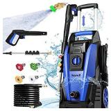 Suyncll Pressure Washer, 2.11GPM Electric Power Washer,1800W High Pressure Washer, Professional Washer Cleaner, with 4 Nozzles, Soap Bottle and Hose Reel, Best for Cleaning Cars,Driveways,Patios