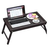 Zhuoyue Bamboo Bed Tray Table - Lap Tray Table for Breakfast in Bed, Dinner Serving Food Eating Tray