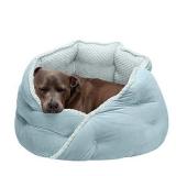 Furhaven Pet Bed for Cats and Small Dogs - Minky Plush and Velvet Wraparound Calming Hug Bed, Washable, Aquamarine, 24-Inch