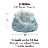 Furhaven Pet Bed for Cats and Small Dogs - Minky Plush and Velvet Wraparound Calming Hug Bed, Washable, Aquamarine, 24-Inch