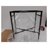 SEEKELEGANT Modern Black End Table, Glass Side Table with Metal Frame, Rectangular Bedside Table, Small Coffee Accent Table for Living Room, 22" x 12.4" x 24"