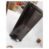 Home Zone Living 12 Gallon Kitchen Trash Can, Slim Stainless Steel, Step Pedal, 45 Liter, Black (VA41862A)