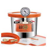 BACOENG 1.5 Gallon Tempered Glass Lid Stainless Steel Vacuum Chamer Perfect for Stabilizing Wood, Degassing Silicones, Epoxies and Essential Oils