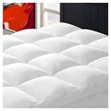 CHOPINMOON Extra Thick King Mattress Topper for Back Pain, Cooling Mattress Pad Cover, Plush Quilted Pillow Top with Overfilled 4D Spiral Fiber,White