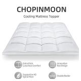 CHOPINMOON Extra Thick King Mattress Topper for Back Pain, Cooling Mattress Pad Cover, Plush Quilted Pillow Top with Overfilled 4D Spiral Fiber,White