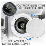 Pyle 5.25 Pair Bluetooth Flush Mount In-wall In-ceiling 2-Way Speaker System Quick Connections Changeable Round/Square Grill Polypropylene Cone & Polymer Tweeter Stereo Sound 150 Watt (PDICBT552RD