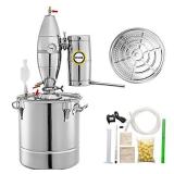 VEVOR 50L 13.2Gal Water Alcohol Distiller 304 Stainless Steel Moonshine Wine Making Boiler Home Kit with Thermometer for Whiskey Brandy Essential Oils, Sliver