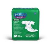 FitRight Ultra Adult Diapers, Disposable Incontinence Briefs with Tabs, Heavy Absorbency, Medium, 32"-42", 4 packs of 20 (80 total)