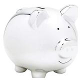 Pearhead Ceramic Piggy Bank, Gender-Neutral Nursery DÃ©cor, Savings Toy Bank for Kids, Money Bank Keepsake, Silver