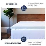 ViscoSoft 3 Inch Memory Foam Mattress Topper Twin XL | High Density Gel Ventilated Pad | Removable Bamboo-Rayon Cover