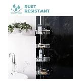 Zenna Home, Satin Nickel Shower Tension Pole Caddy, 4 Baskets