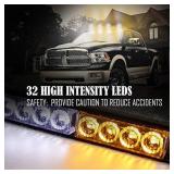 LE-JX Traffic Advisor Light Bar 35.5 Inch 13 Flash Patterns 32 Led Warning Emergency Strobe Light Bar Directional Flashing Led Safety Lights with Cigar Lighter (35.5 Inch, Yellow/White)