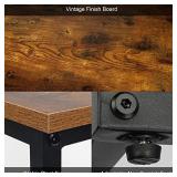 CRDOKA Snack Side Table, Rustic C Shaped End Table with Metal Frame, Sturdy Couch Table for Laptop Sofa Living Room Bedroomï¼Dark Walnutï¼