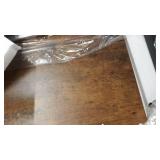 CRDOKA Snack Side Table, Rustic C Shaped End Table with Metal Frame, Sturdy Couch Table for Laptop Sofa Living Room Bedroomï¼Dark Walnutï¼