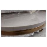 Gold Round Side End Table with Marble Top, Modern Bedside Small Coffee Table for Living Room Bedroom Small Space, 14" D x 20" H