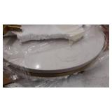 Gold Round Side End Table with Marble Top, Modern Bedside Small Coffee Table for Living Room Bedroom Small Space, 14" D x 20" H