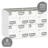 Kleenex Multifold Paper Towels (02046), White, 8 Packs/Convenience Case, 150 Tri Fold Paper Towels/Pack, 1,200 Towels/Case
