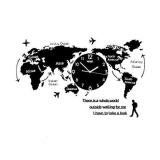 Meshin World Map Wall Clock Nordic Modern Minimalist Decoration Acrylic Hanging Clock Modern Wall Art Decoration for Home Bedroom Office Creative (15.75X30.50 Inch)