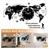 Meshin World Map Wall Clock Nordic Modern Minimalist Decoration Acrylic Hanging Clock Modern Wall Art Decoration for Home Bedroom Office Creative (15.75X30.50 Inch)