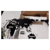 Meshin World Map Wall Clock Nordic Modern Minimalist Decoration Acrylic Hanging Clock Modern Wall Art Decoration for Home Bedroom Office Creative (15.75X30.50 Inch)