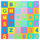ProSource Kids Puzzle Alphabet, Numbers, 36 Tiles and Edges Play Mat, 12" by 12"