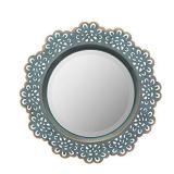 Stonebriar Decorative Round Metal Lace Wall Mirror with Attached Hanger, 12.5 Inch, Turquoise