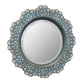 Stonebriar Decorative Round Metal Lace Wall Mirror with Attached Hanger, 12.5 Inch, Turquoise